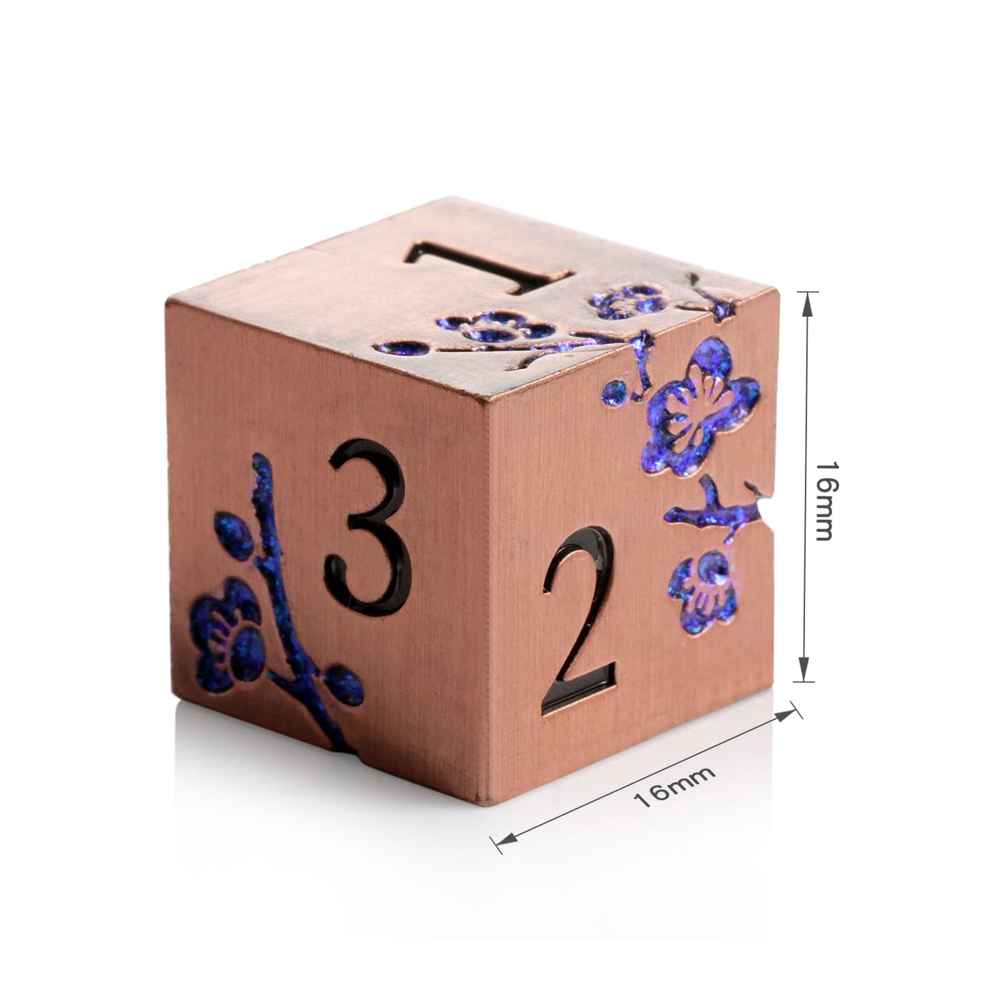 DNDND Flowers Metal Dicet D6, 6 PCS Six Sided Zinc Dice with Black Velvet Bag for DND Pathfinder Shadowrun or GURPs (The Glitter