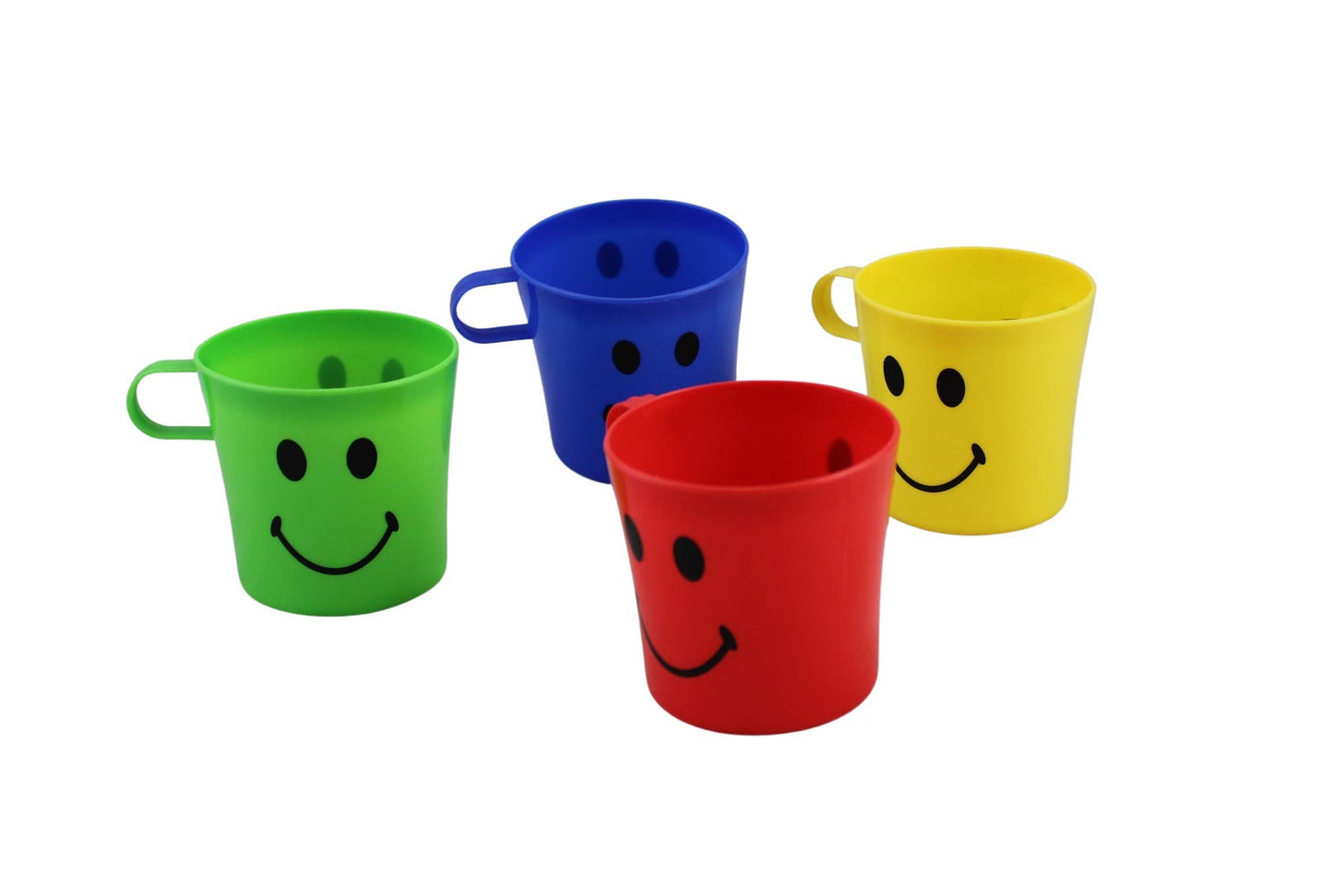 Dependable Industries inc. Essentials 4 Pack Plastic Smiley Face Plastic Mug BPA Free Party Favor Drinking Cup