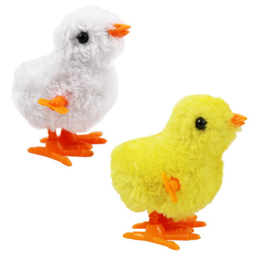Saurawan 2-Pcs Chicken Plush Wind Up Toys For Kids And Toddlers, Wind Up Easter Toys For Easter Egg Fillers, Goody Bag Stuffer -