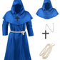 Knelor Kids Medieval Monk Hooded Robe Priest Friar Robe Halloween Cosplay Costume Cloak For Boys And Girls