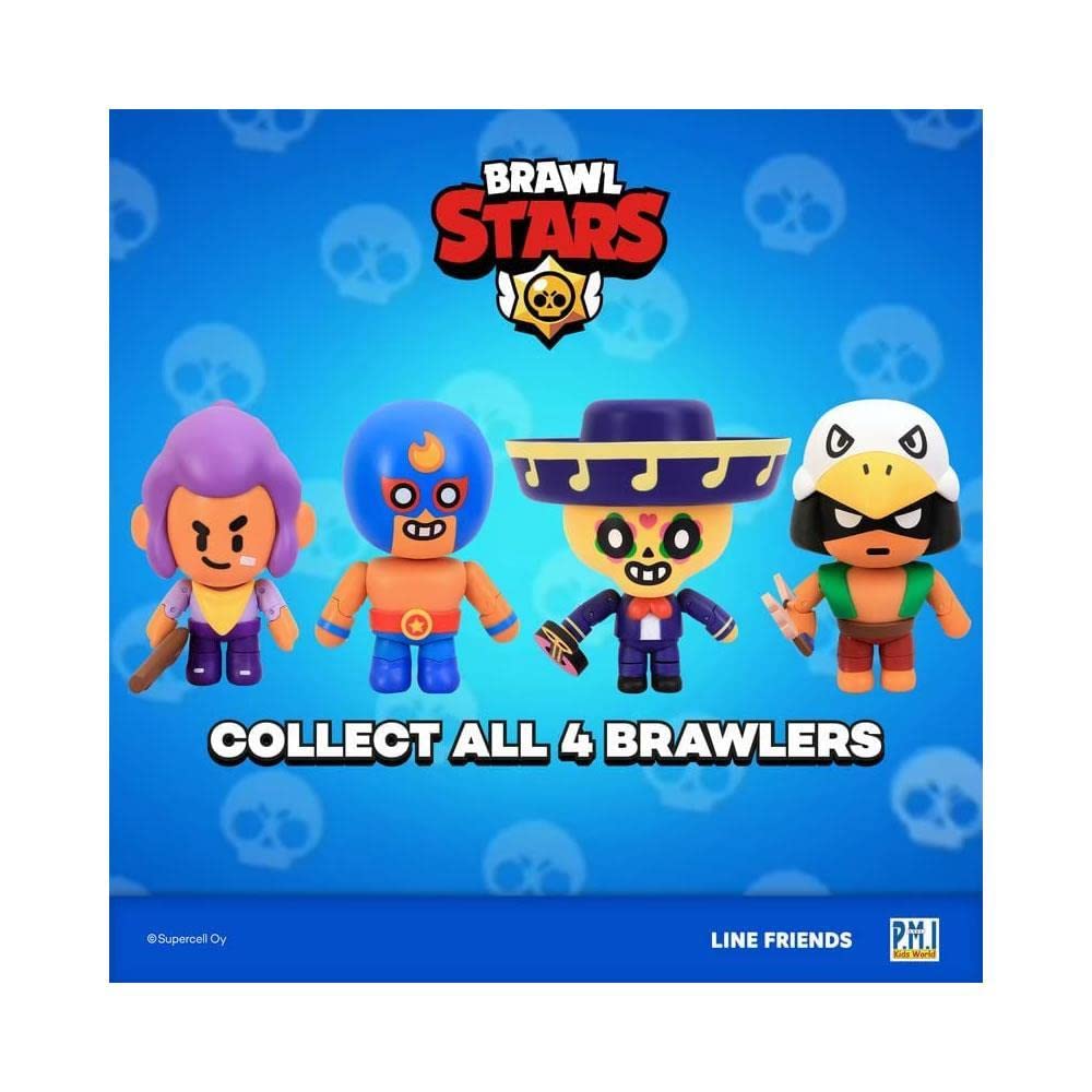 P.M.I. Brawl Stars Action Figure | One Of Four 6.7-Inch-Tall Collectibles | Brawl Stars Toys, Gift For Video Gamer | Shelly With Boomstick | Ofically Licensed Toy Figure - Articulated