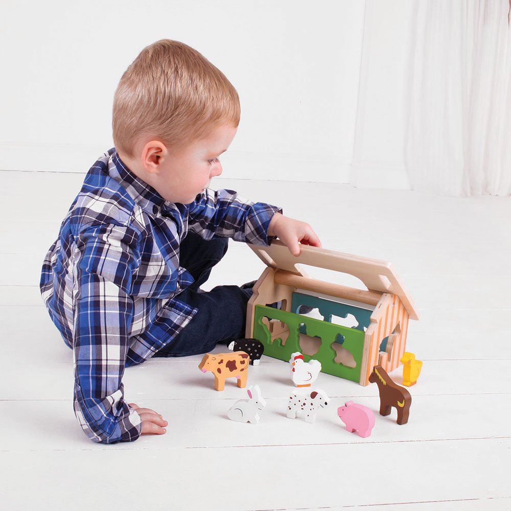 Bigjigs Toys, Shape Sorter, Wooden Toys, Farm Toys, Wooden Shape Sorter, Shape Sorters For 2 Year Olds, Wooden Farm Toys, Childs