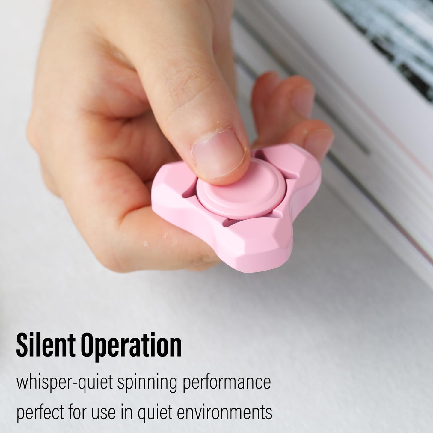 FREELOVE Metal Fidget Spinner for mature-themeds  Stainless Steel Heavy Spinning Toys  Small Mini Fox Hand Gyro  Bearing enhanced Long High Spin Fidget Block  Ceramic Plated Pink