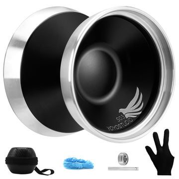 Yoyostudio S03 Black Silver Bi-Metal Yoyo Professional, Unresponsive Yo Yo For Adults, Responsive Yoyos For Kids 8-12 Or Above,