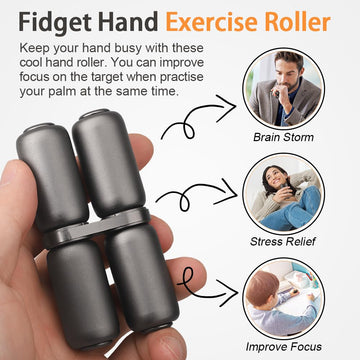 Handheld Fidget Hand Roller Toy, Metal Hand Fidget Spinner For Kids Adults, Fidget Toys Stress Relief, Hand Grip Strengthener, Portable Edc Silence Toy For Office Travel Classroom Black(Black