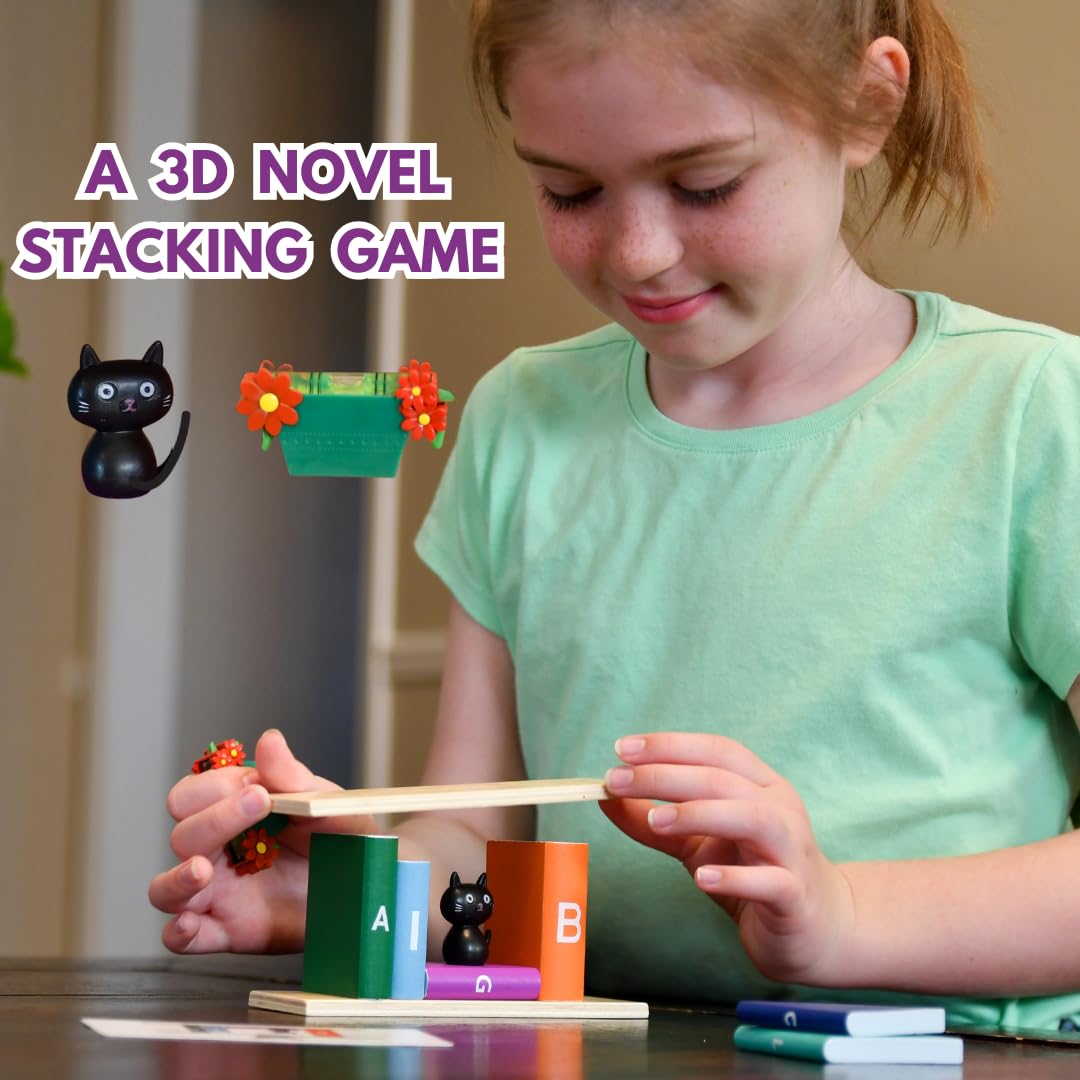 FoxMind Games by The Book - Novel Stacking Puzzle, 40 Challenges, Multi-Color, Wood/Cardboard/Plastic, Ages 8 and Up, Model BTBOOK-BIL
