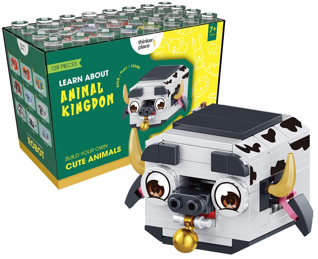 Thinkerplace 9In1 Animal World Dairy Cow (138 Pieces) | Learn About The Animal Kingdom | Building Block Set For Kids Age 6+ | 