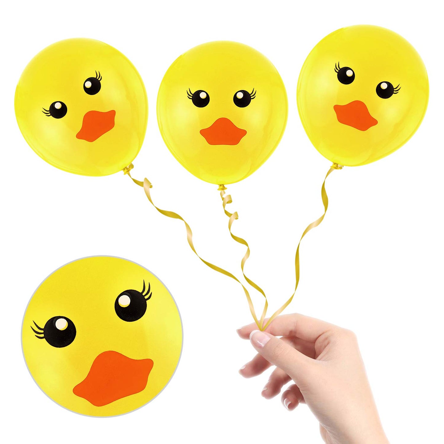 Gejoy 60 Pcs Yellow Duck Balloons, 12" Rubber Latex for Birthday, Baby Shower, Wedding Decorations