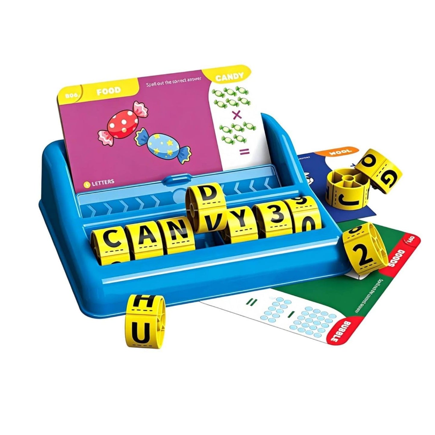 Trendivibe Rolling Cylinder English Phonics Machine Slanted Stand Phonics Machine Toy Educational Counting Practice Toy Word Ble
