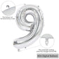 Toniful 40 Inch Silver Large Numbers Balloons 0-9, Number 9 Digital 9 Helium Balloons, Foil Mylar Big Number Balloons For Birthd