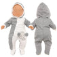 Miunana 13-15 Inch Baby Doll Clothes Elephant Jumpsuit Outfit 1Pcs For New One Year Old 15 Inch Small Baby Doll Clothes Grey And White Doll Pajamas Clothes
