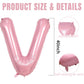 40 Inch Pink Letter Balloons, Large V Letter Balloons Foil Helium Balloons, Mylar Big Single Alphabet V Balloons, Pink Balloon L