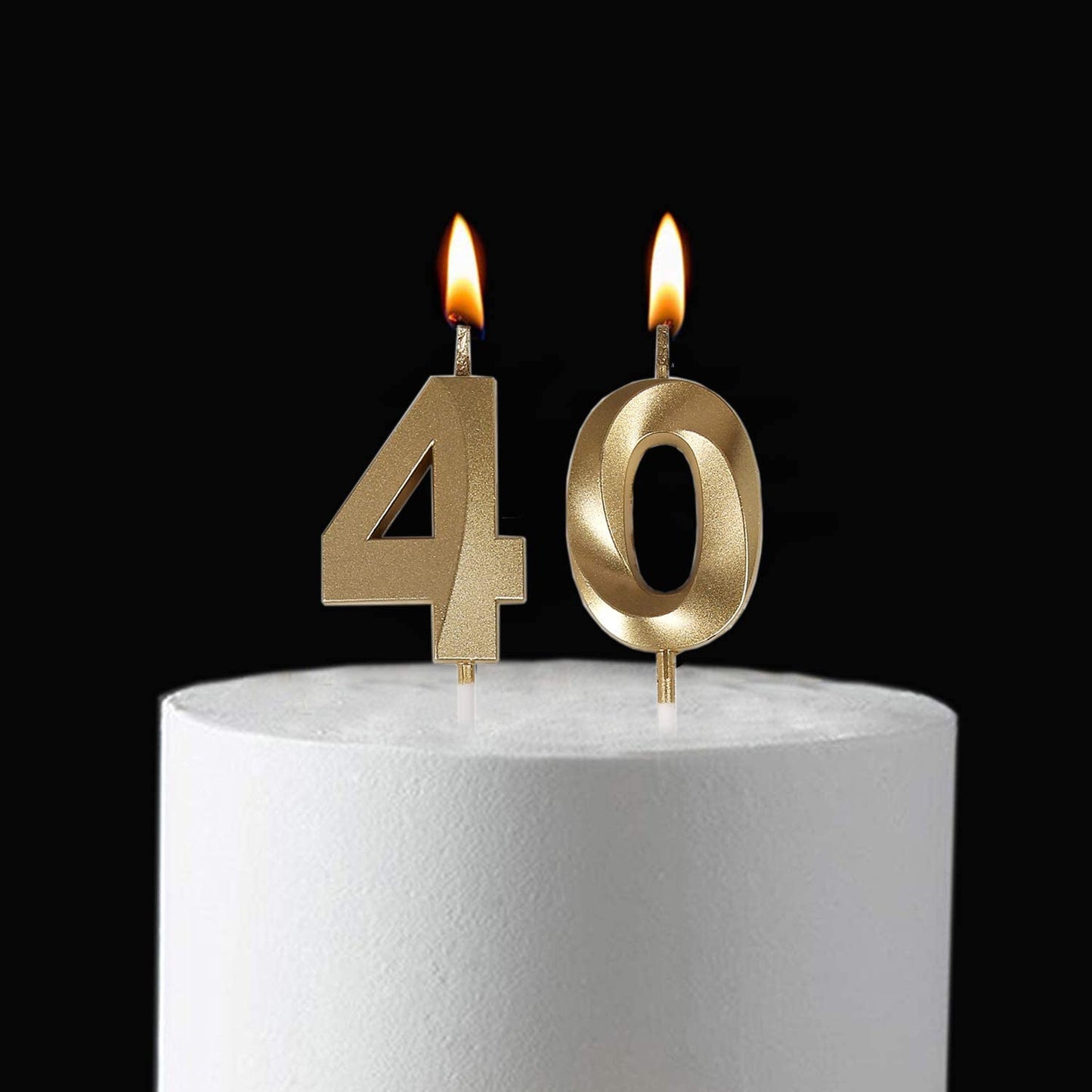 Bailym 40th Birthday Candles - Gold Number 40 Cake Topper, 1.3" Synthetic Wax for Party Decorations