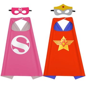 Karazzo Superhero Capes And Masks Kids Costumes Halloween Christmas Cosplay Dress Up For Girls(2P-2)