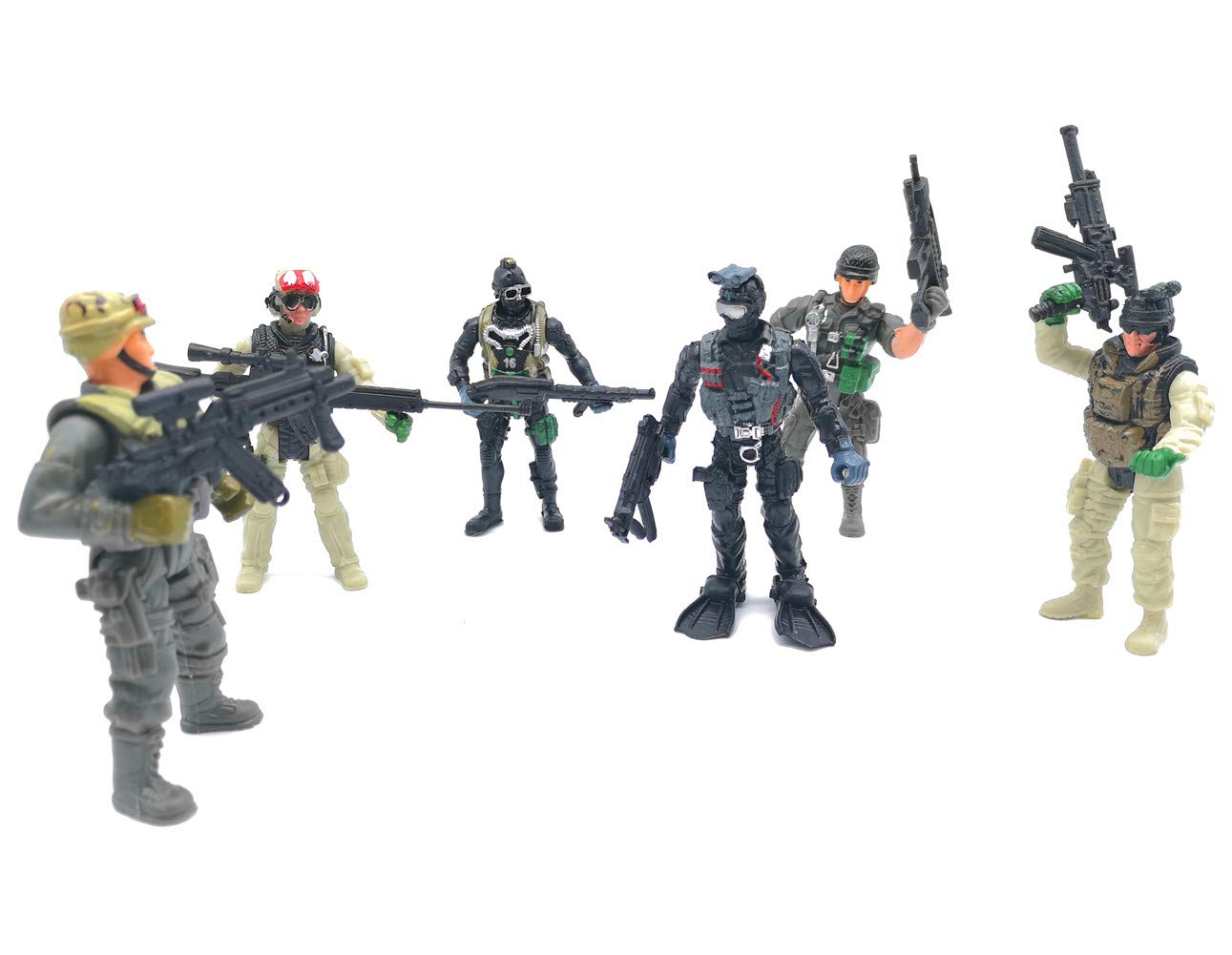 Qiandier 6 Pcs Military Team Action Soldiers Special Force Marine Recon Figure advanced Force Army