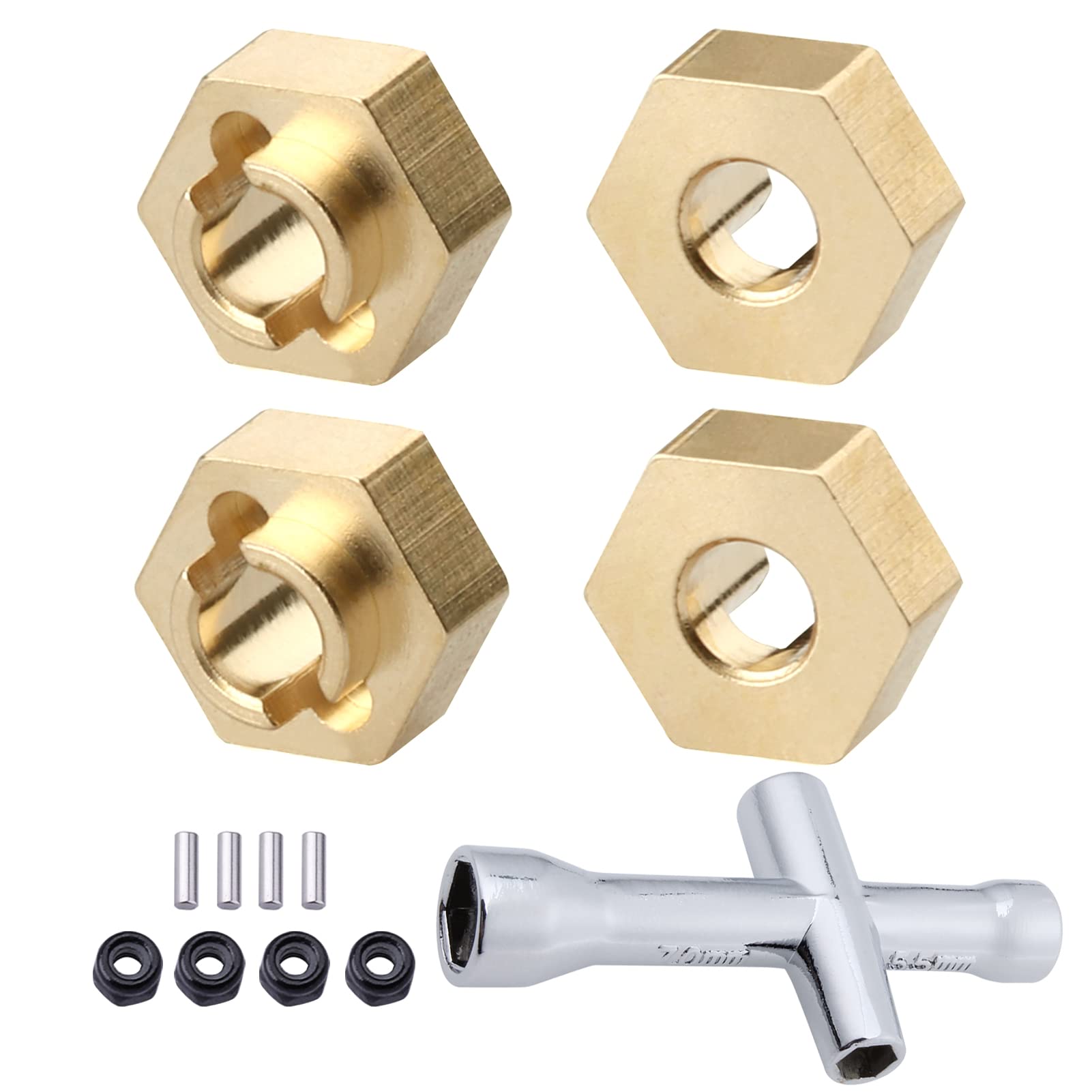 Brass Wheel Hex Hubs & Locknuts for Axial SCX24 1/24 RC Crawler Car Truck AXI90081 Upgrades Parts