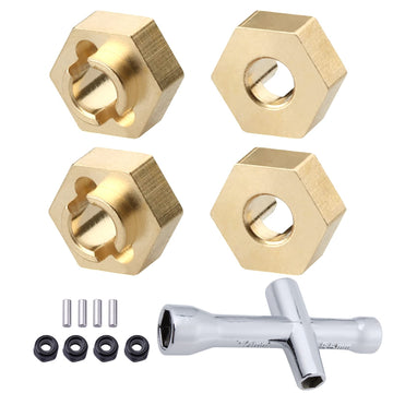 Brass Wheel Hex Hubs & Locknuts for Axial SCX24 1/24 RC Crawler Car Truck AXI90081 Upgrades Parts