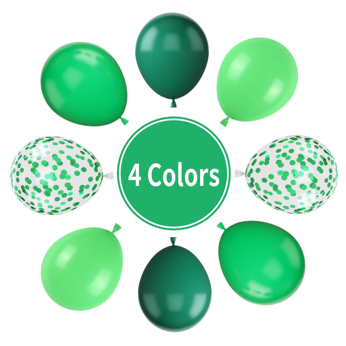 Paready Green Balloons, 60 Pcs Dark Green Party Balloons 12 Inch Light Green Balloons Fruit Green Confetti Balloons Green Latex