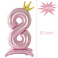 Tellpet Crown Pink Number 8 Balloon With Base For Girls 8Th Birthday Party Decoration