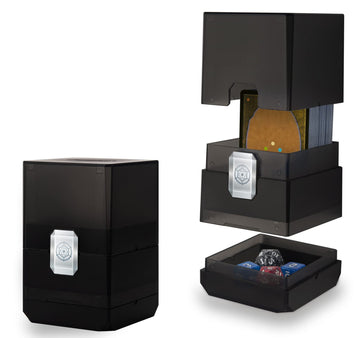 Sooez Heavy Duty Mtg Deck Card Box With Dice Storage, 100+ Deck Case Boulder, Perfect Deck Holder For Mtg Commander/Yugioh/Tcg And Sports Cards (Black)