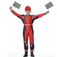 Treyrea Race Car Driver Costume Boys Racer Jumpsuit With Car Cap Kids Dress Up For Halloween (Red Set, S(For Height 46''-49''))