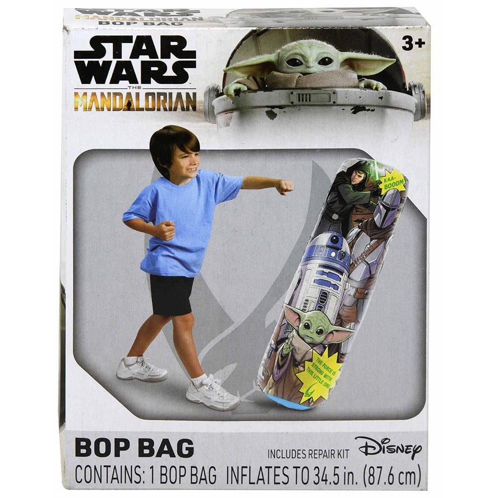 Mandalorian Bop Bag for Kids - Star Wars Toy Bundle with Baby Yoda Punching Bag for Outdoor Play, Plus Stickers and More | Manda