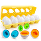 FQKIOMY Egg Toys for Toddlers,Montessori Geometric Eggs Early Fine Motor Skills Learning Color Shape Sorting Matching Game Easte