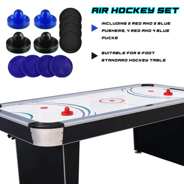 Inscool Air Hockey Pushers And Air Hockey Pucks Air Hockey Paddles, Goal Handles Paddles Replacement Accessories For Game Tables(4 Blue And Black Pushers, 8 Blue And Black Pucks)