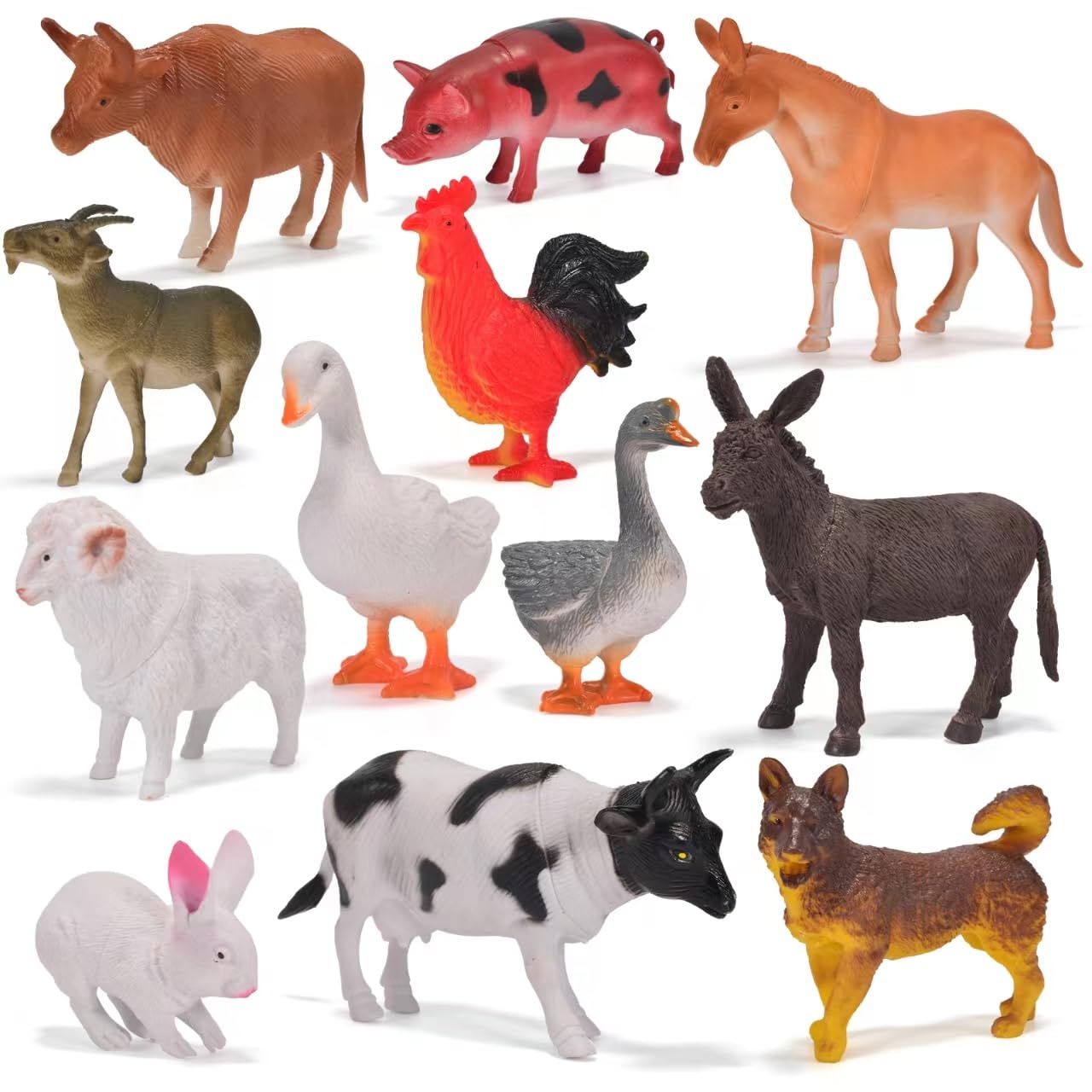 Zcpotizi 12 Pack Large Farm Animals Toys For Kids 3-5 Year Old Toddlers Realistic Plastic Farm Animal Figures Playset Animal Pou