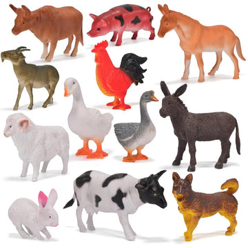Zcpotizi 12 Pack Large Farm Animals Toys For Kids 3-5 Year Old Toddlers Realistic Plastic Farm Animal Figures Playset Animal Pou