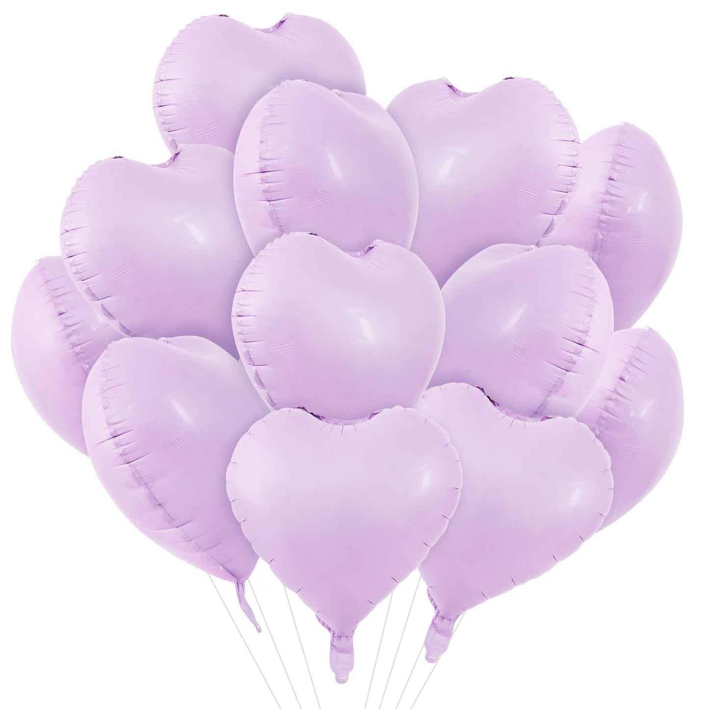 TONIFUL 30Pcs 18 Inch Pastel Light Purple Balloons Light Purple Heart Shape Foil Mylar Banners Decoration for Birthday Valentine