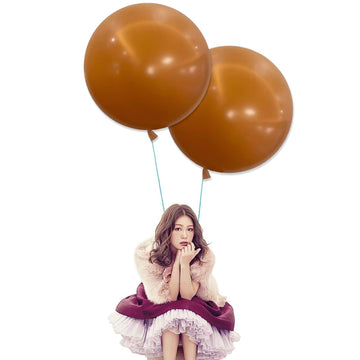In-Jooyaa 24 Inch Latex Big Round Balloons 7 Pack Brown Thick Giant Balloons For Photo Shoot Wedding Baby Shower Birthday Party