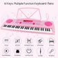 WOSTOO 61-Key Kids Keyboard Piano, Portable Pink Electronic Toy with Microphone & Music Stand, Ideal for Beginners