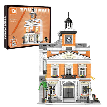Kowkis Mini Town Hall Architecture Mini Building Blocks Set With Led Lights,3 Levels Modular Architecture,Moc Creative Model Set
