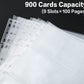 HERKKA Trading Card Sleeve Pages, 100 Pack, Clear Polypropylene, 9 Pocket, Fits 3 Ring Binders