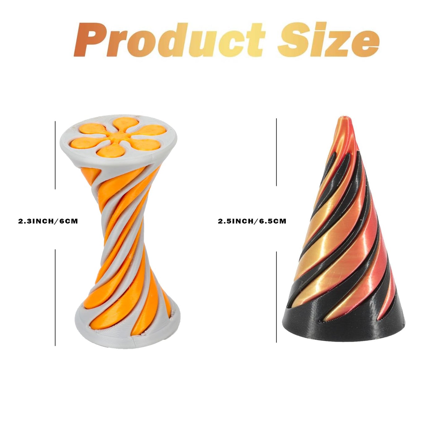2Pcs Impossible Cone, 3D Printed Spiral Cone Fidget Toy Impossible Pyramid Passthrough Toy, Birthday Gift For Kids Adults Sensory Fidgets Toys For Anxiety Stress Relief, Christmas Stocking Stuffers