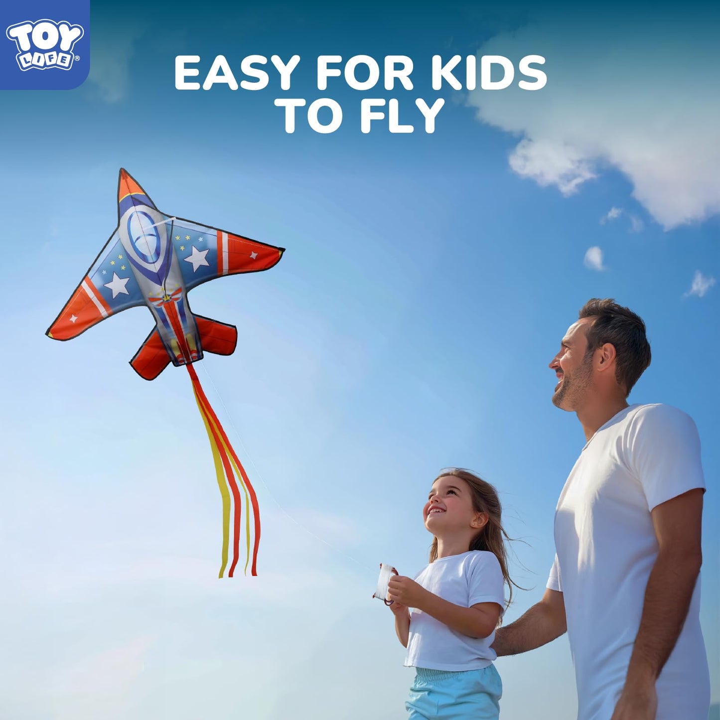 TOY Life Kites for Kids Ages 4-8  Kite mature-themed  Easy to Fly Large Fighter Jet Kite for Outdoor Fun  Durable Ripstop Fabric with 300ft String  Perfect Beach & Park Toy for Boys & Girls