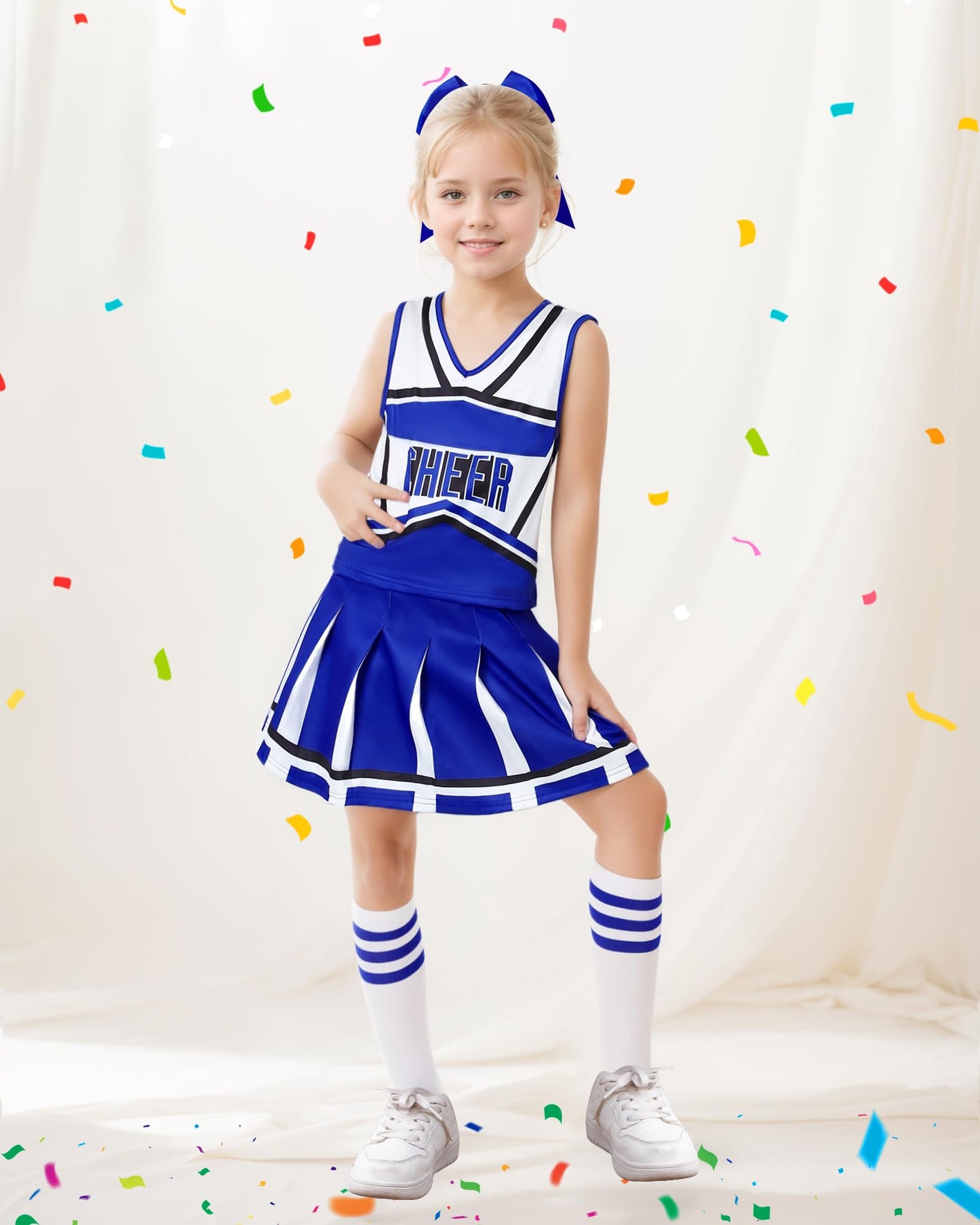 ZapLute Cheerleader Costume for Girls  Cheer Outfit for Halloween  Birthday Gifts  School Events  Cheerleading Practice  7-8 Years