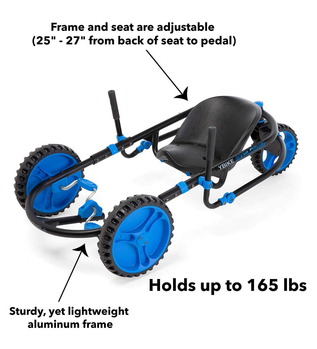 Ybike Explorer Pedal Car For Kids - Pedal Go Kart - 150 Lb Weight Limit (Blue)