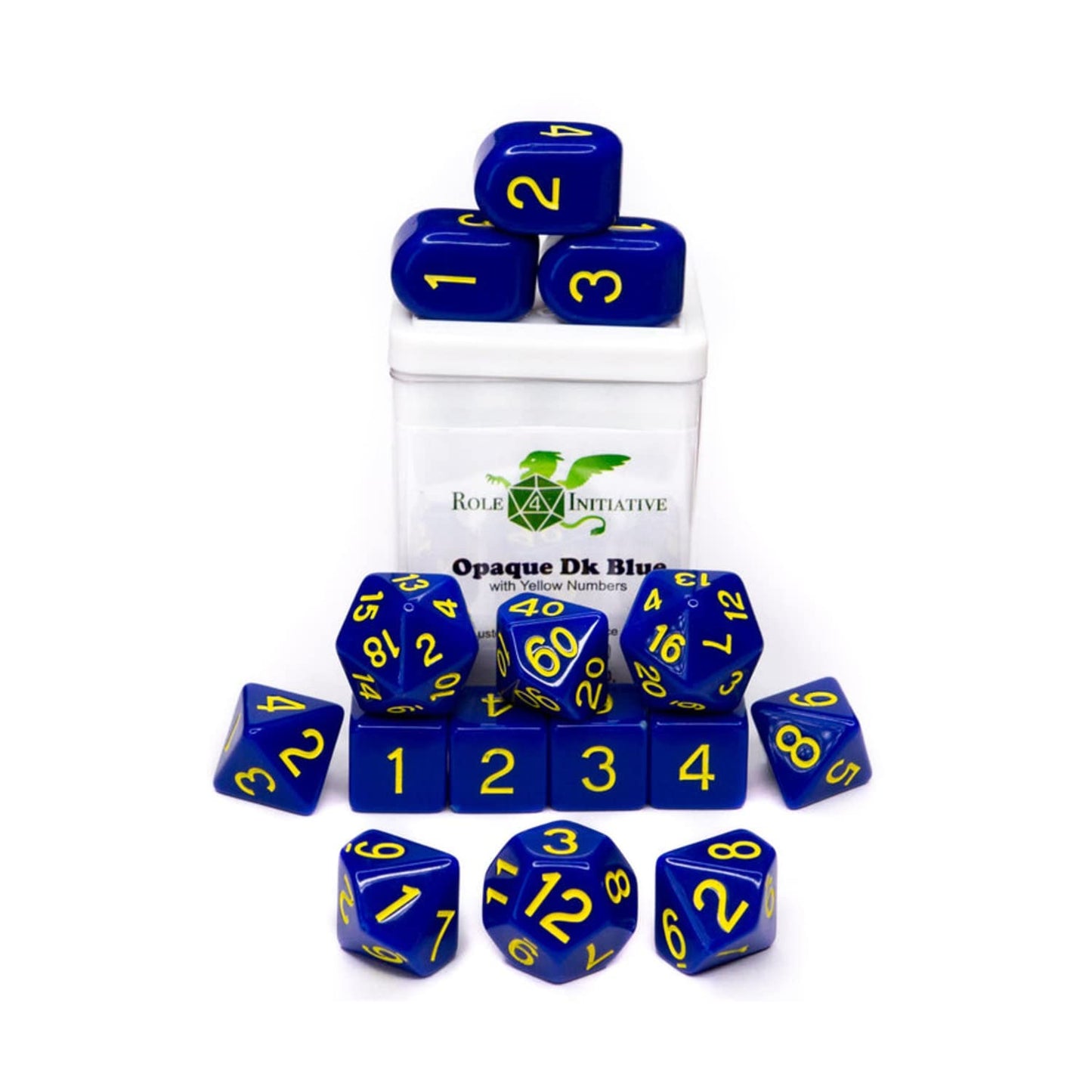 Role 4 Initiative Poly Set - Opaque Dark Blue W/Gold And Arch'D4 (15)