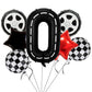 Race Car Birthday Balloons Decorations, 40 Inch Racetrack Black Number 0 Balloon, Large Mylar Black 0 Balloon For 10St Birthday