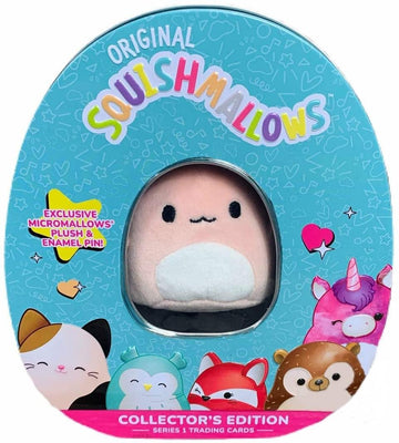 Squishmallows Official Kellytoy Collector'S Tin Set With Micromallow Exclusive Pin And Trading Cads Choose Your Favorite Or Collect Them All (Archie The Axolotl)