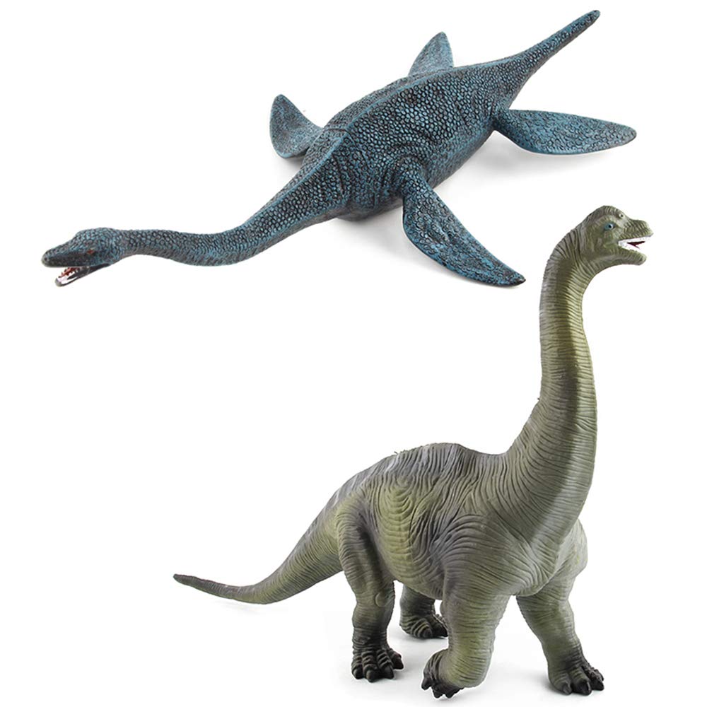 Eoivsh 2 Pack Large Dinosaur Figure Toys Brachiosaurus & Plesiosaur, Jumbo Realistic Dinosaur Playset Party Favors Birthday Gift For Kids Boys Girls Children