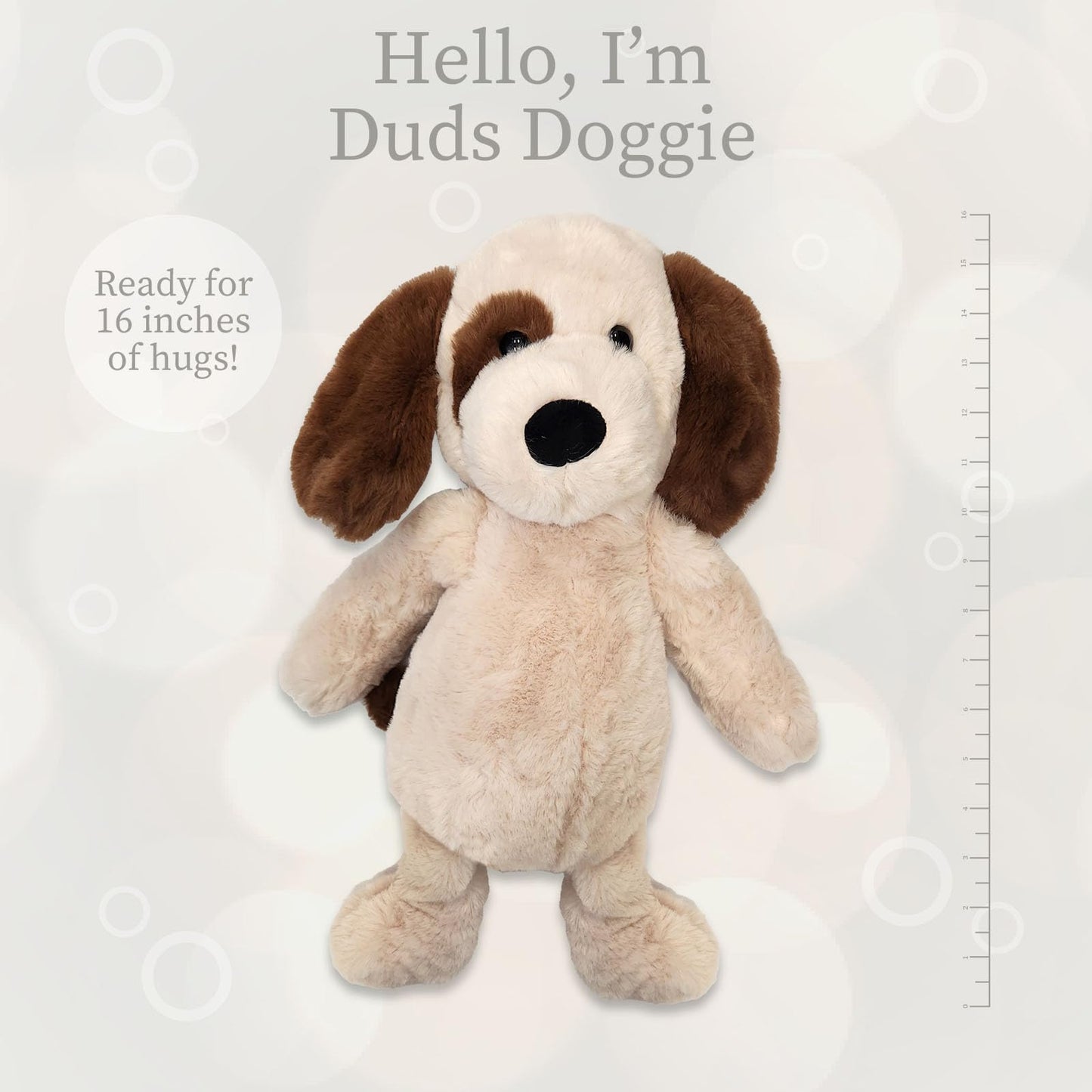 Worlds Softest Plush Duds Doggie, Lushee, Large, 16 Stuffed Animal for Baby, Toddler, Kids, Adults - Soft, Huggable Stuffed Dog