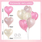 TONIFUL 30Pcs 18 Inch Heart Balloons Pastel Pink Cream White Pink Valentines Day Heart Shape Foil Mylar Balloons Decoration for