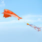 IMAGE Large 3D Orange Dolphin Kite for mature-themed  82.67in*10.62in Frameless Soft Parafoil Giant Kite Easy to Fly Beginners and Perfect for The Beach