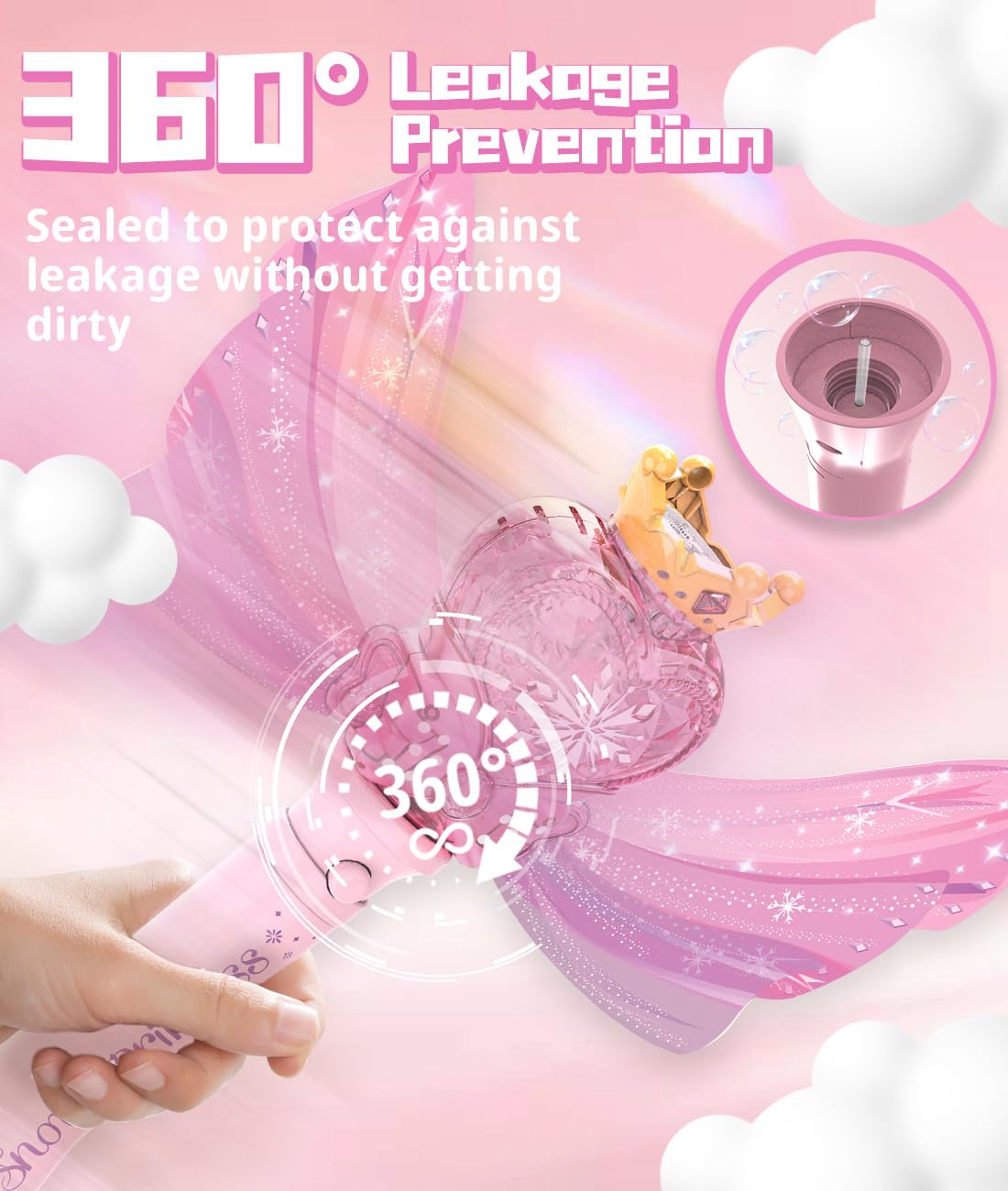 Bubble Wand For Kids Girls - Automatic Bubble Machine With Led Light Music, Include 2 Bubble Solutions, Outdoor Party Easter Bir