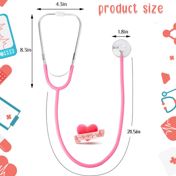 Vinsot 4 Pieces Kids Stethoscope, Stethoscope Toy Working Stethoscope for Kids Role Play Nursing Stethoscope Costume Cute Doctor