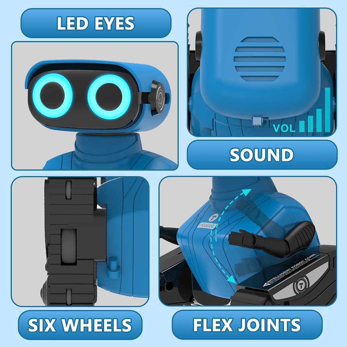 KaeKid Robots for Kids, 2.4Ghz Remote Control Robot Toys with LED Eyes & Flexible Arms, Dance & Sounds, RC Toys for 3 4 5 6 7 8