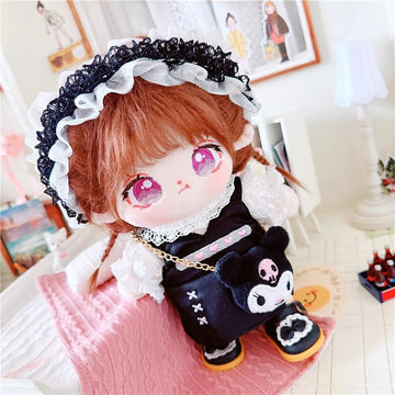 Niannyyhouse 20Cm Plush Doll Clothes Loose Headwear White Shirt Black Skirt Backpack 8In Soft Stuffed Plush Toy Accessories Dres
